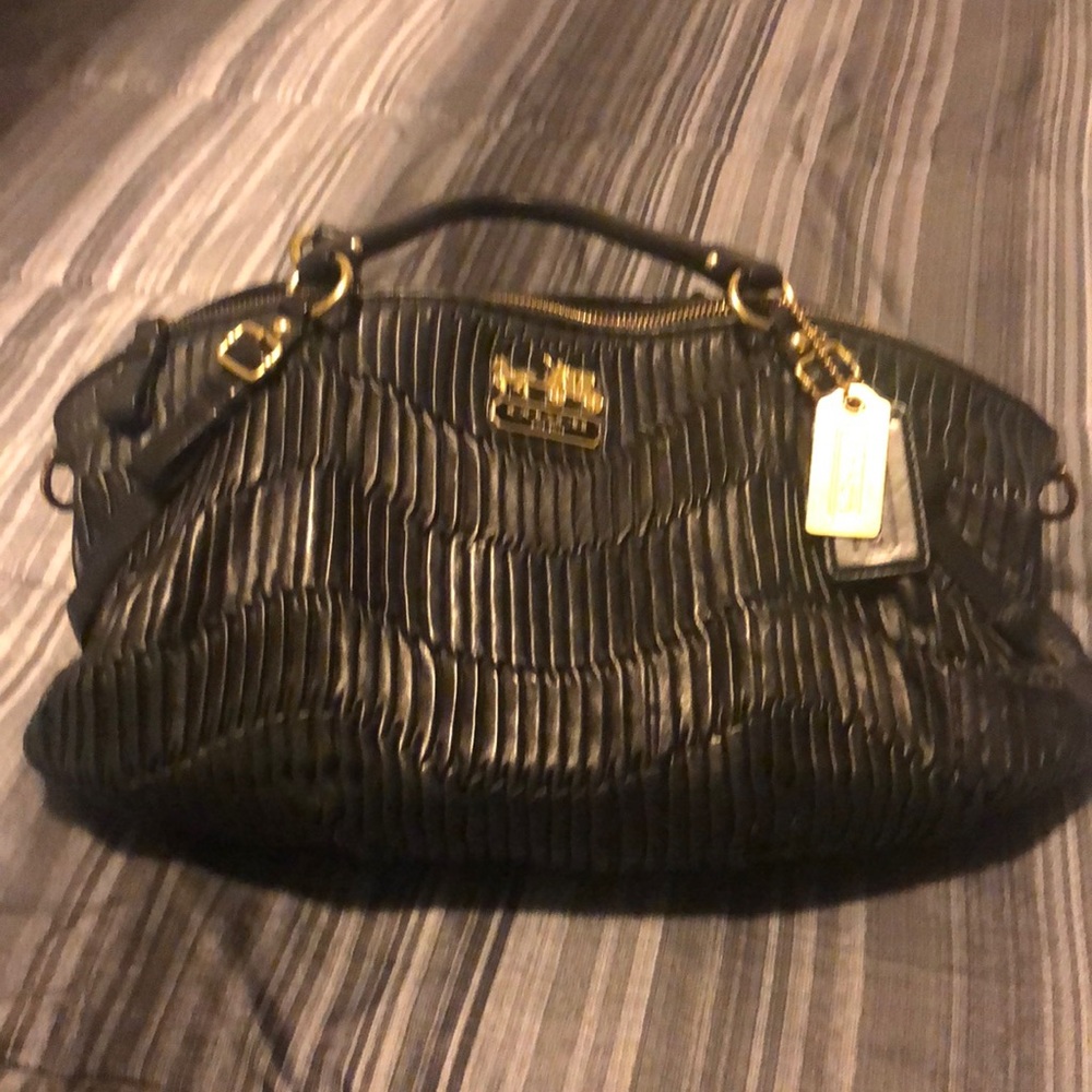 Sophia Gathered Leather Madison Satchel.   Black. Slightly used